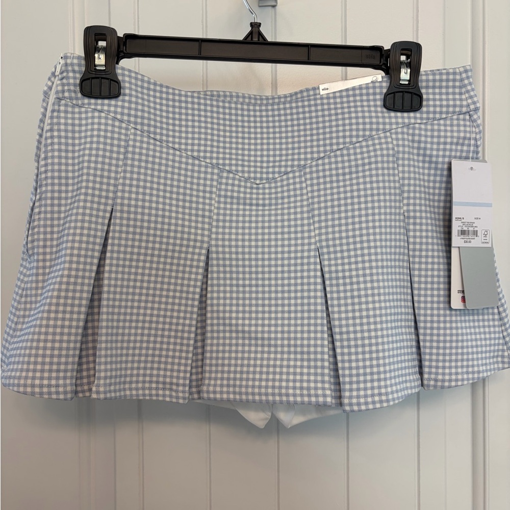 Madden Girl Light Blue Gingham Skater Skirt